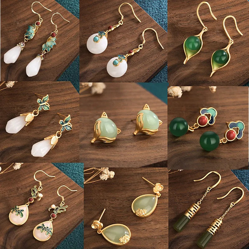 Yanting Vintage Earrings For Women Ethnic Chinese Style Statement Earrings Hanging Women's Accessories Cloisonne Flower Gift